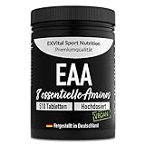 EXVital EAA Tabletten mit je 1036 mg pro Tablette - 510 Tabletten, Alle 8 essentiellen Aminosäuren EAAs- Multi Amino hochdosiert - Vegan -in Deutschland abgefüllt - Ohne Zusatzstoffe